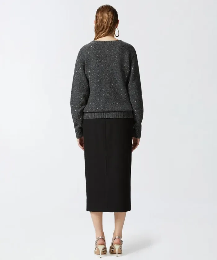 Women Skirts Pinko Long Utility Skirt In Fluid Fabric Limo Black Women Skirts Pinko Long Utility Skirt In Fluid Fabric Limo Black