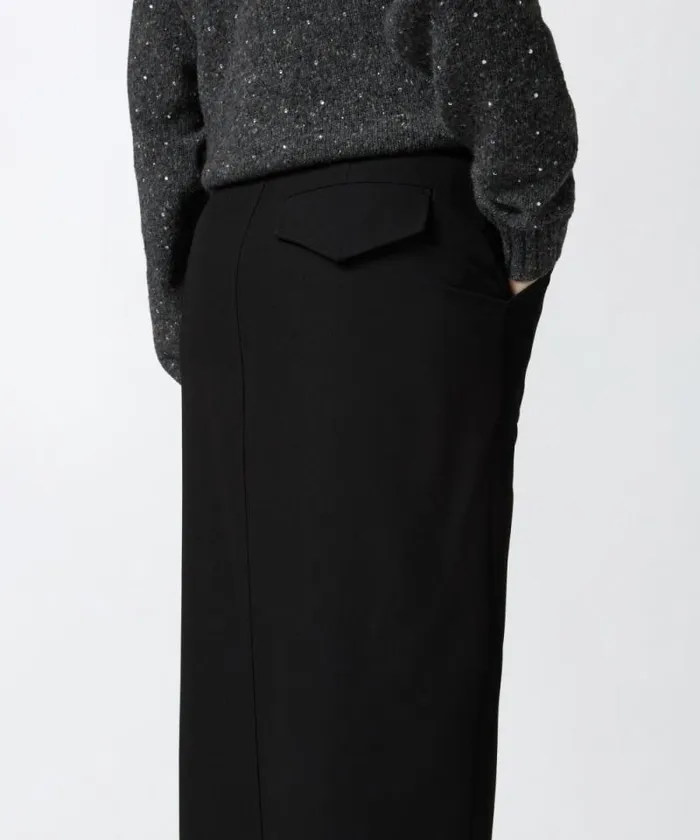 Women Skirts Pinko Long Utility Skirt In Fluid Fabric Limo Black Women Skirts Pinko Long Utility Skirt In Fluid Fabric Limo Black