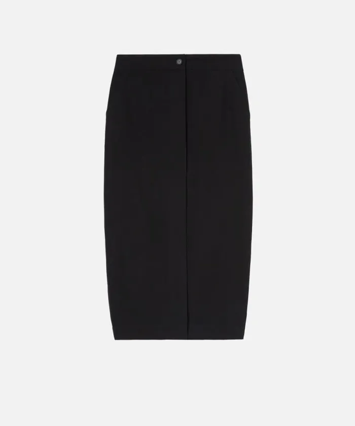 Women Skirts Pinko Long Utility Skirt In Fluid Fabric Limo Black Women Skirts Pinko Long Utility Skirt In Fluid Fabric Limo Black