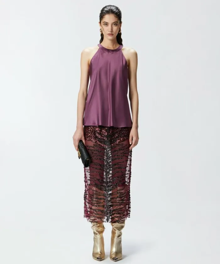Women Skirts Pinko Pencil Skirt With Zebraeffect Sequin Embroidery Burgundyblack Women Skirts Pinko Pencil Skirt With Zebraeffect Sequin Embroidery Burgundyblack