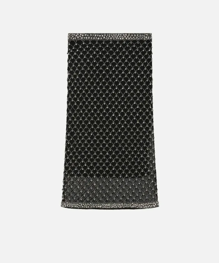 Women Skirts Pinko Tulle Skirt With Crystal Embroidery Blackcrystal Women Skirts Pinko Tulle Skirt With Crystal Embroidery Blackcrystal