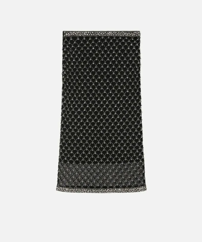 Women Skirts Pinko Tulle Skirt With Crystal Embroidery Blackcrystal Women Skirts Pinko Tulle Skirt With Crystal Embroidery Blackcrystal