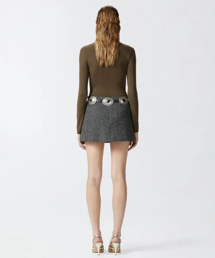 Women Skirts Pinko Tweed Aline Mini Skirt Blackwhite Women Skirts Pinko Tweed Aline Mini Skirt Blackwhite