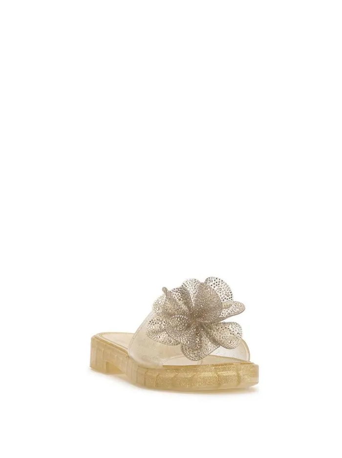 Women Slides and Mules Jessica Simpson Kerah Lucite Flower Sandal In Champagne
