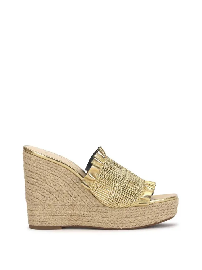 Women Slides and Mules Jessica Simpson Serilda Espadrille Wedge In Gold