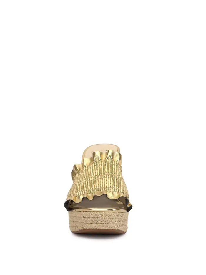Women Slides and Mules Jessica Simpson Serilda Espadrille Wedge In Gold