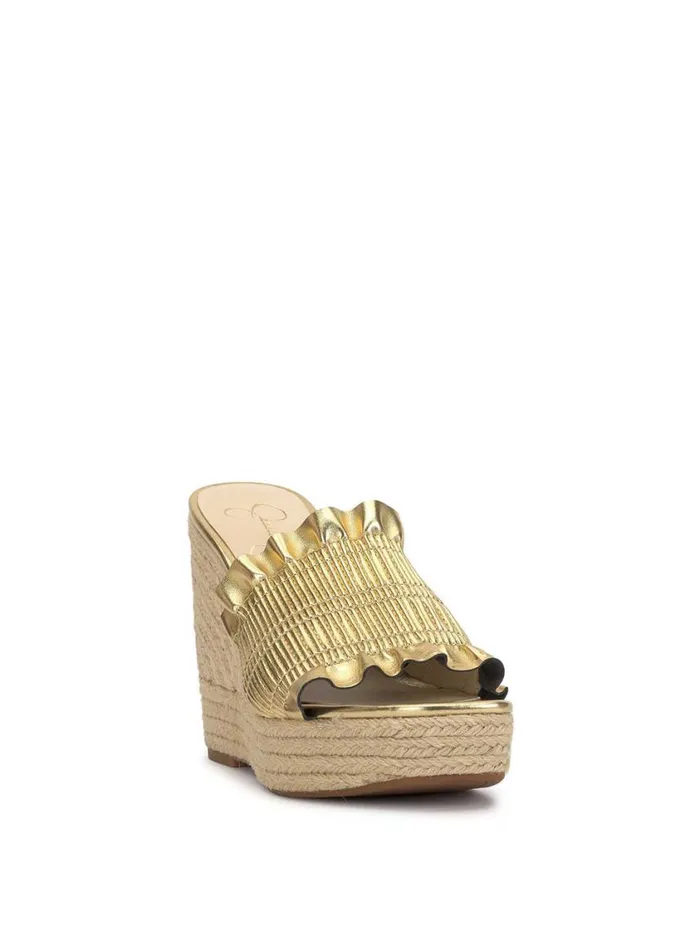 Women Slides and Mules Jessica Simpson Serilda Espadrille Wedge In Gold