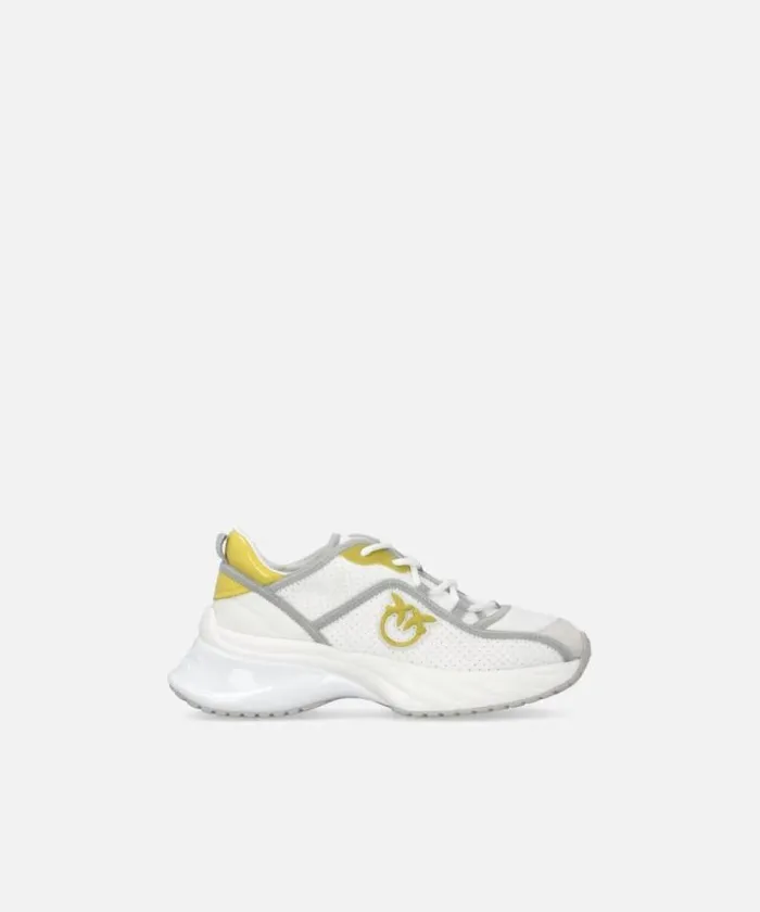 Women Sneakers Pinko Ariel Perforated Sneakers With Bird Logo Off Whitelime