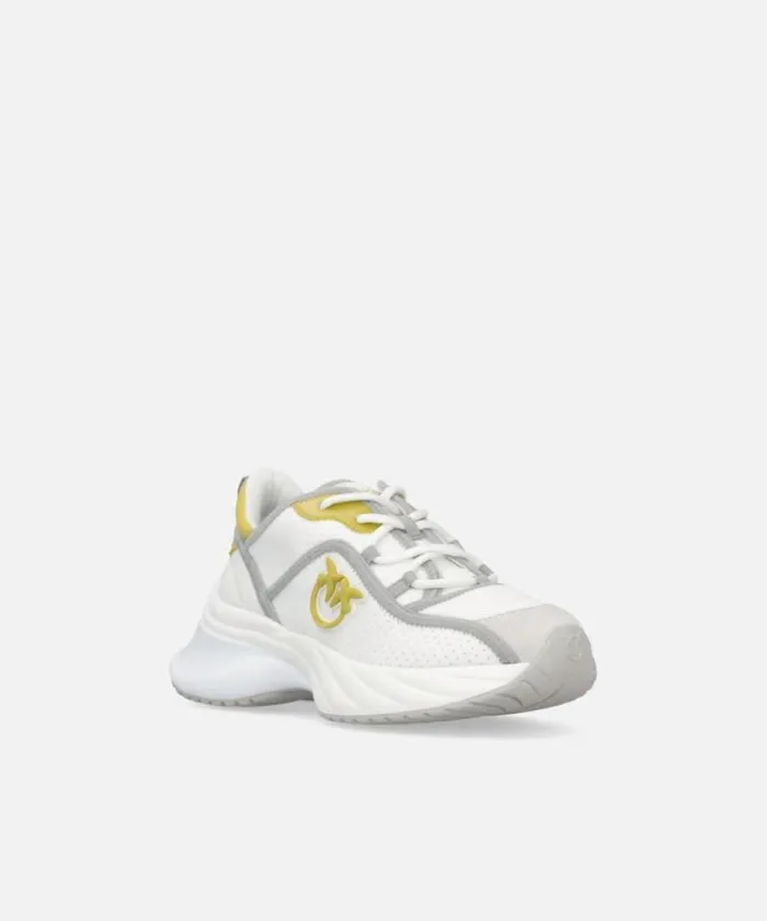 Women Sneakers Pinko Ariel Perforated Sneakers With Bird Logo Off Whitelime Women Sneakers Pinko Ariel Perforated Sneakers With Bird Logo Off Whitelime