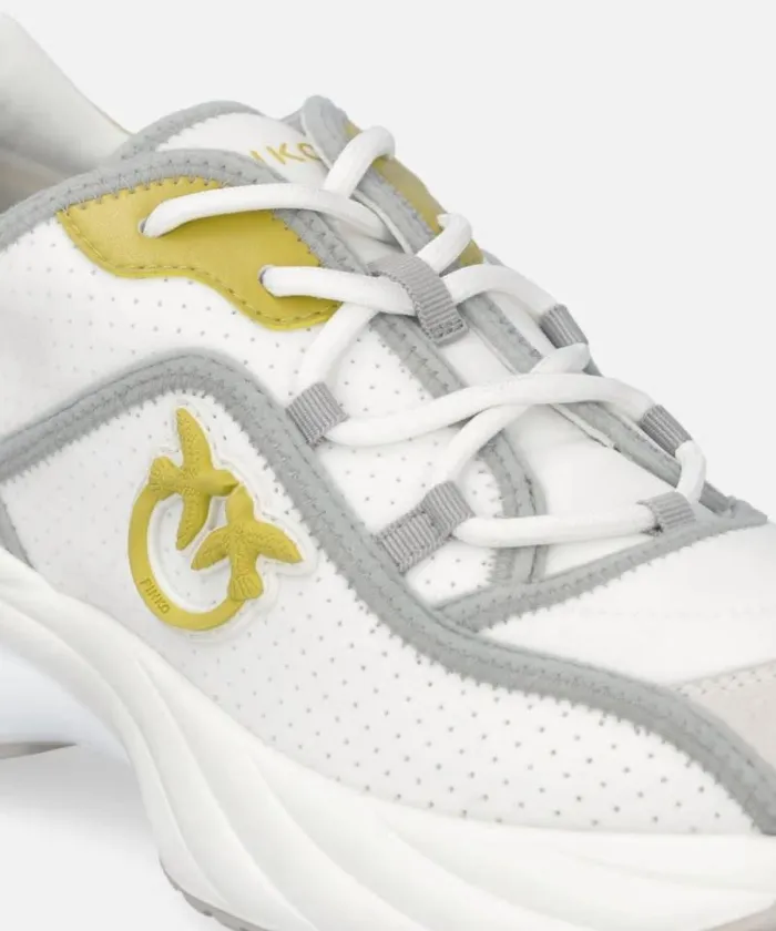 Women Sneakers Pinko Ariel Perforated Sneakers With Bird Logo Off Whitelime Women Sneakers Pinko Ariel Perforated Sneakers With Bird Logo Off Whitelime