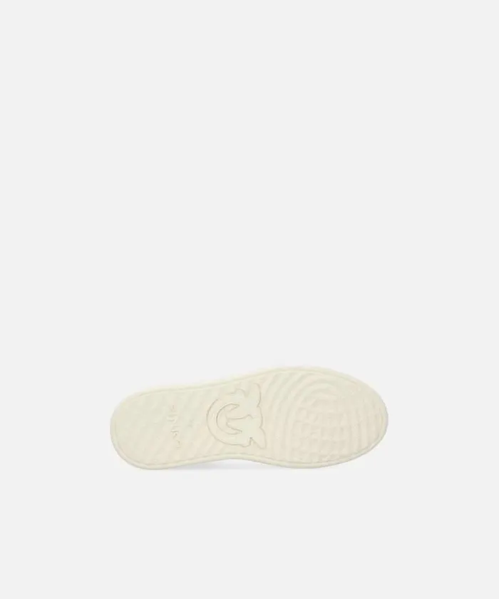 Women Sneakers Pinko Flat Leather Sneakers With Embroidered Logo Whitelime Women Sneakers Pinko Flat Leather Sneakers With Embroidered Logo Whitelime