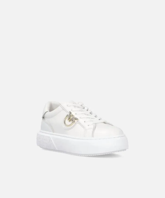 Women Sneakers Pinko Highsoled Flatform Sneakers With Metal Logo Whiteplatinum Women Sneakers Pinko Highsoled Flatform Sneakers With Metal Logo Whiteplatinum