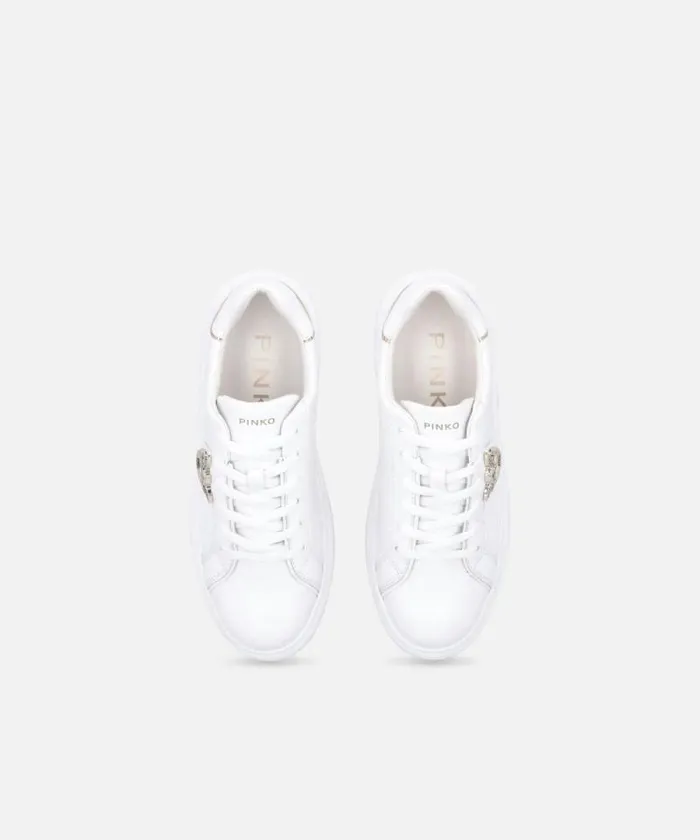 Women Sneakers Pinko Highsoled Flatform Sneakers With Metal Logo Whiteplatinum Women Sneakers Pinko Highsoled Flatform Sneakers With Metal Logo Whiteplatinum