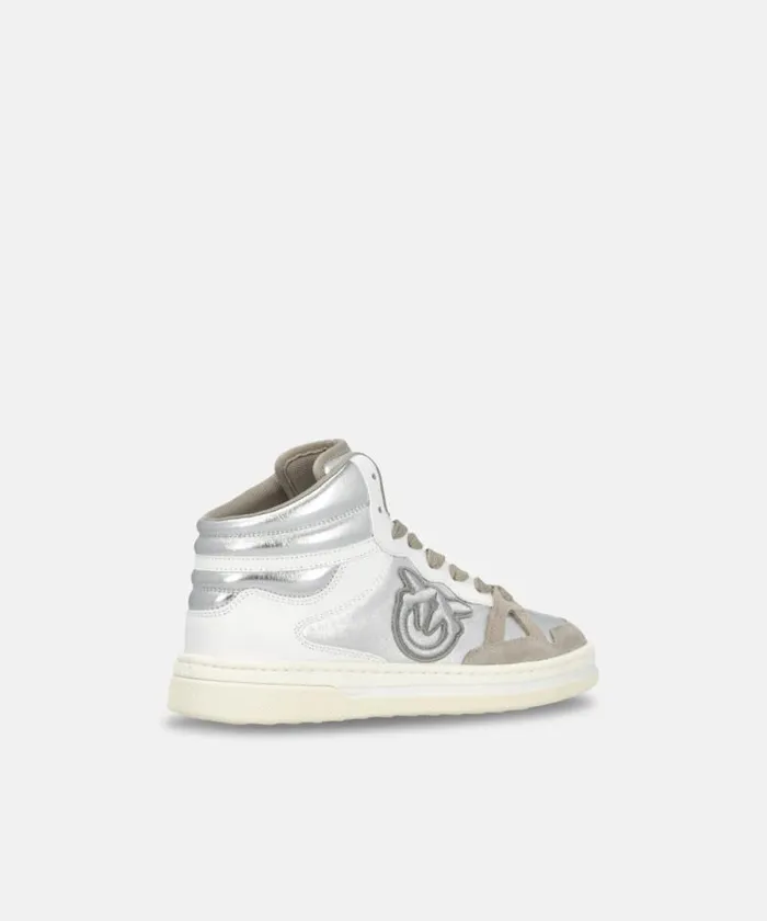 Women Sneakers Pinko Laminated Hightop Sneakers Silverwhitesand Women Sneakers Pinko Laminated Hightop Sneakers Silverwhitesand