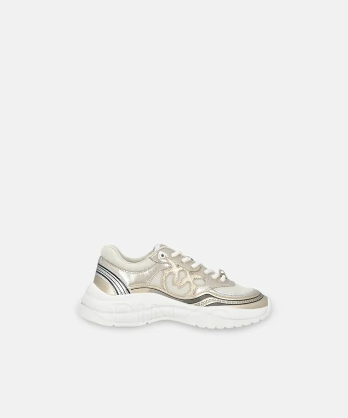 Women Sneakers Pinko Sneakers With Metallic Details Gold