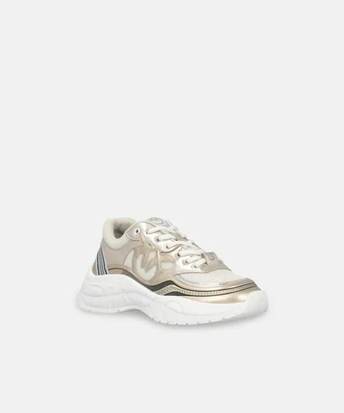 Women Sneakers Pinko Sneakers With Metallic Details Gold Women Sneakers Pinko Sneakers With Metallic Details Gold