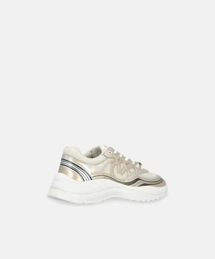 Women Sneakers Pinko Sneakers With Metallic Details Gold Women Sneakers Pinko Sneakers With Metallic Details Gold