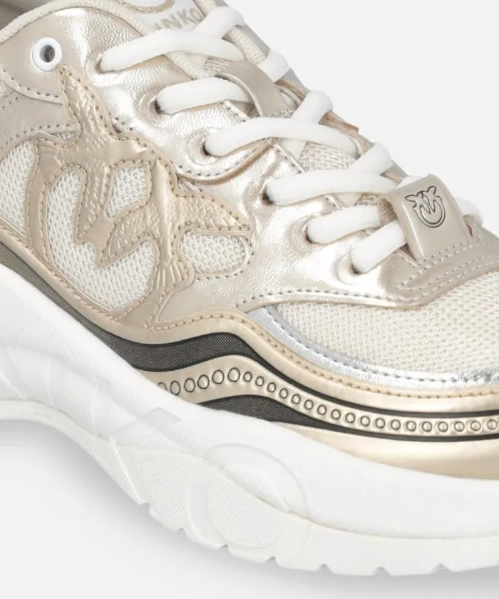 Women Sneakers Pinko Sneakers With Metallic Details Gold Women Sneakers Pinko Sneakers With Metallic Details Gold