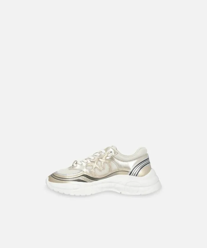 Women Sneakers Pinko Sneakers With Metallic Details Gold Women Sneakers Pinko Sneakers With Metallic Details Gold