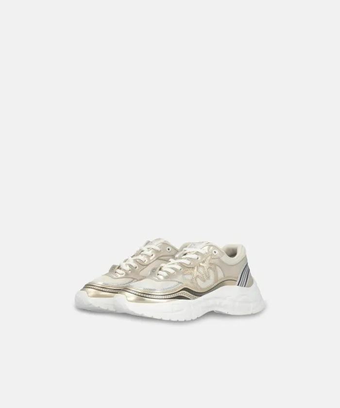 Women Sneakers Pinko Sneakers With Metallic Details Gold Women Sneakers Pinko Sneakers With Metallic Details Gold