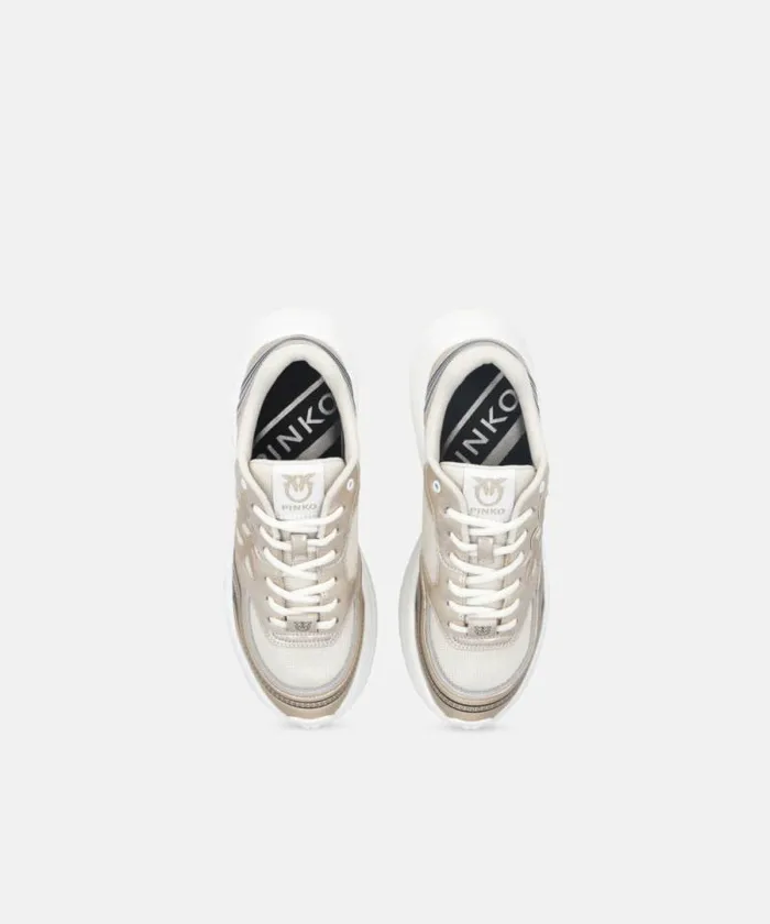 Women Sneakers Pinko Sneakers With Metallic Details Gold Women Sneakers Pinko Sneakers With Metallic Details Gold