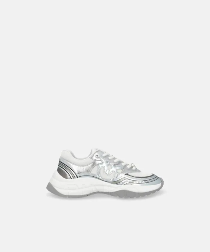 Women Sneakers Pinko Sneakers With Metallic Details Silver