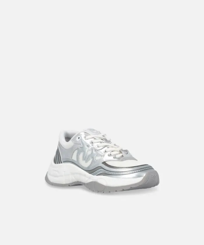 Women Sneakers Pinko Sneakers With Metallic Details Silver Women Sneakers Pinko Sneakers With Metallic Details Silver