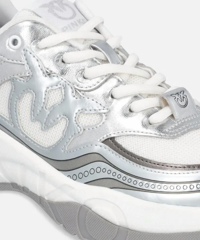 Women Sneakers Pinko Sneakers With Metallic Details Silver Women Sneakers Pinko Sneakers With Metallic Details Silver