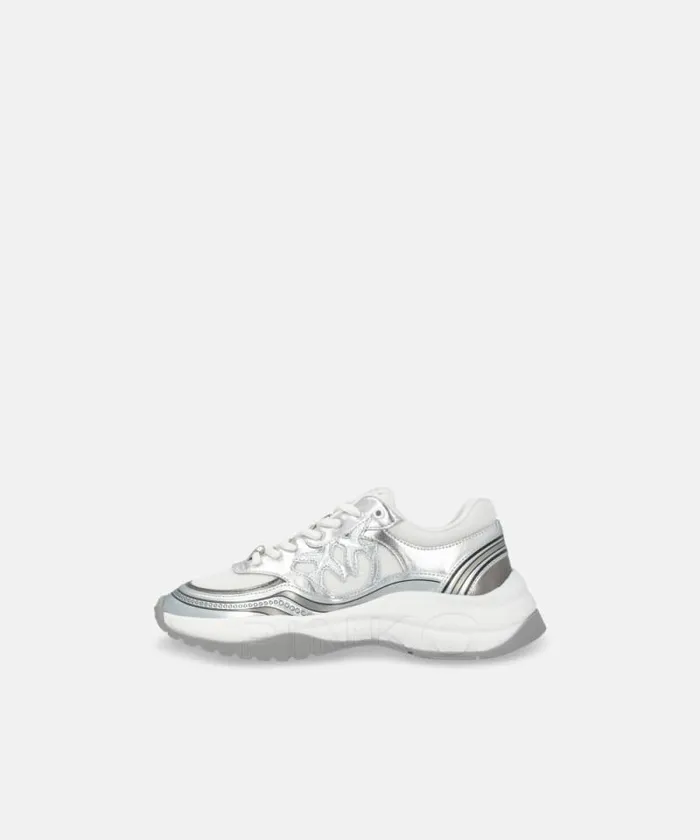 Women Sneakers Pinko Sneakers With Metallic Details Silver Women Sneakers Pinko Sneakers With Metallic Details Silver