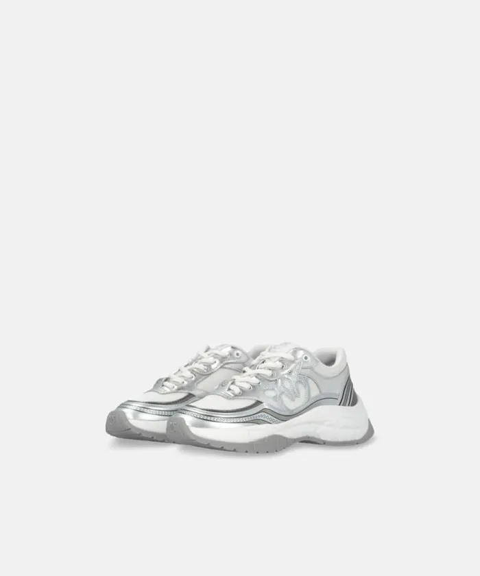 Women Sneakers Pinko Sneakers With Metallic Details Silver Women Sneakers Pinko Sneakers With Metallic Details Silver