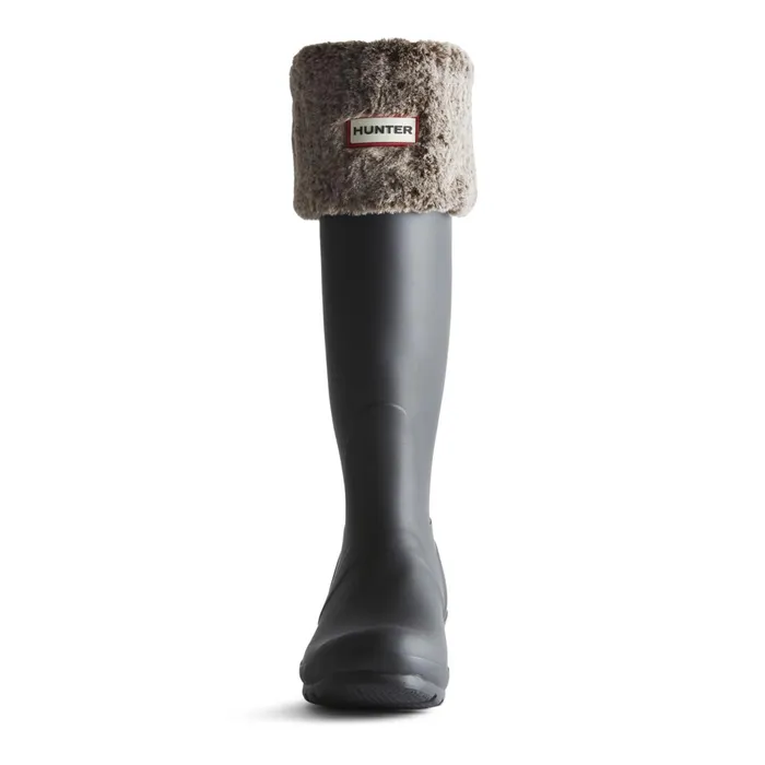 Women Socks and Accessories Hunter Boots Unisex Faux Fur Tall Boot Sock Beige