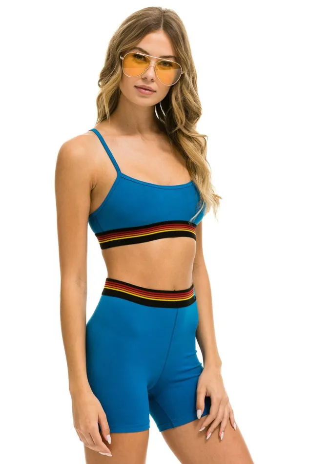 Women Sports Bras Aviator Nation Logo Adjustable Bralette 8211 Caribbean
