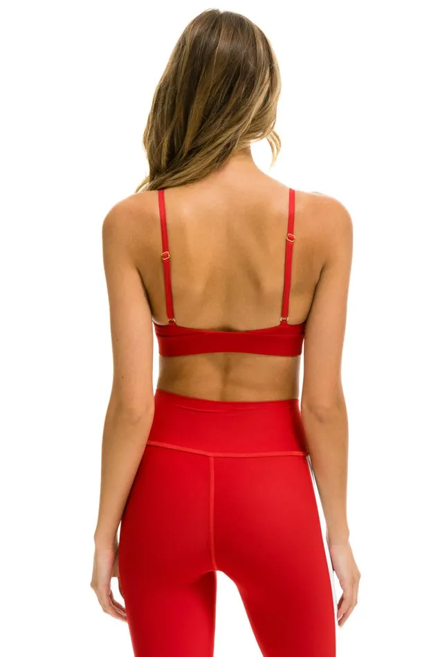 Women Sports Bras Aviator Nation Triangle Adjustable Sports Bra 8211 Cherry