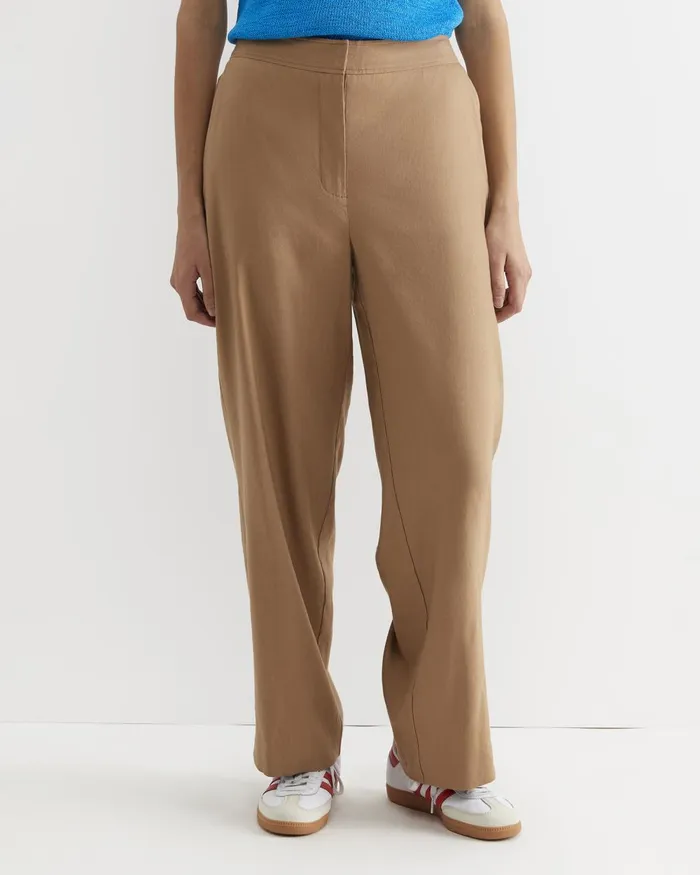 Women Sportscraft Pants Rosa Wide Leg Linen Pant Tan