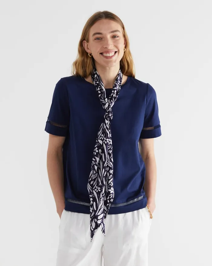 Women Sportscraft Scarves Farrah Silk Scarf Navy Multi