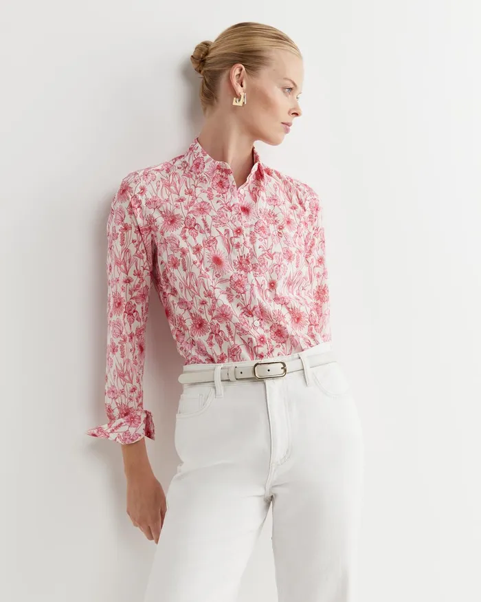 Women Sportscraft Shirts Muse Liberty Long Sleeve Shirt Whitepink
