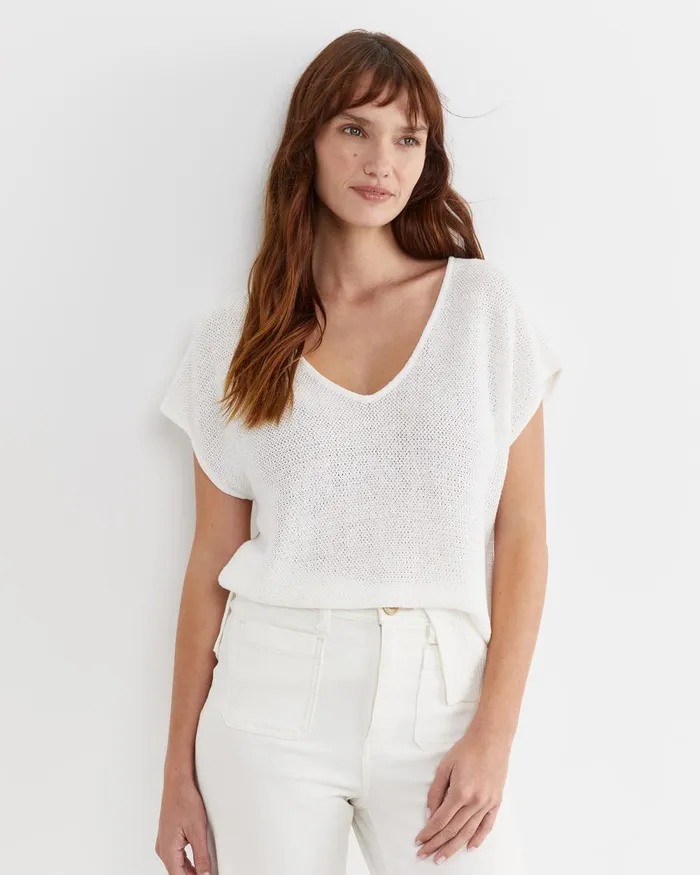 Women Sportscraft Tops and Tees Luisa VNeck Knit Top Milk