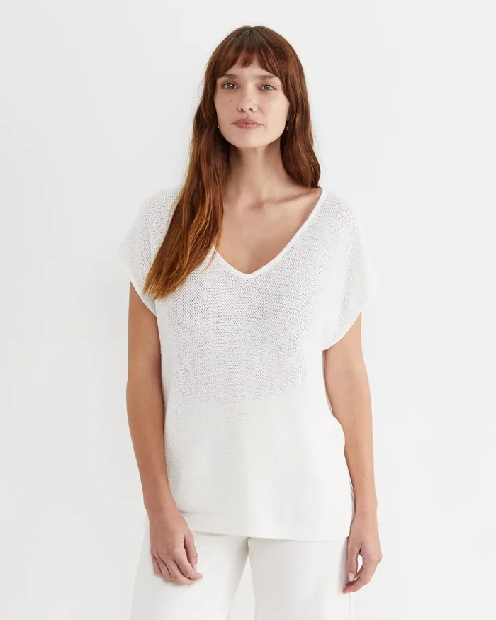 Women Sportscraft Tops and Tees Luisa VNeck Knit Top Milk