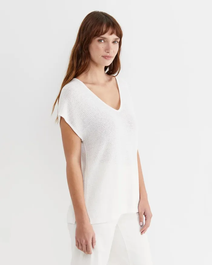 Women Sportscraft Tops and Tees Luisa VNeck Knit Top Milk