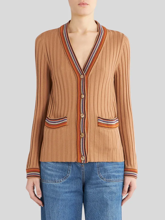 Women Striped Ribbed Cardigan Etro Knitwear