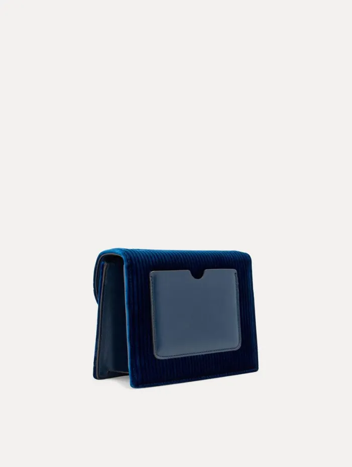 Women Stripped Velvet Mini TRO Bag Navy Oscar De La Renta Handbags Women Stripped Velvet Mini TRO Bag Navy Oscar De La Renta Handbags