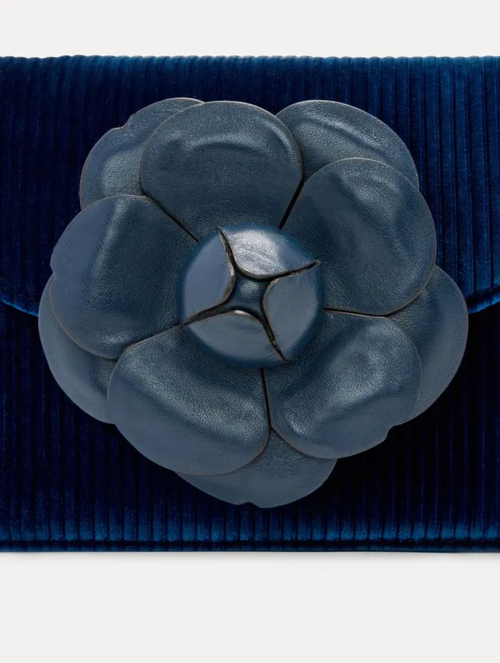 Women Stripped Velvet Mini TRO Bag Navy Oscar De La Renta Handbags Women Stripped Velvet Mini TRO Bag Navy Oscar De La Renta Handbags