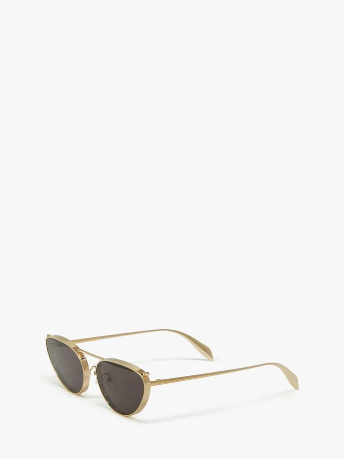 Women Sunglasses Alexander McQueen Front Piercing CatEye Sunglasses Light Goldsmoke