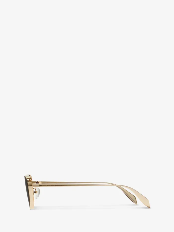Women Sunglasses Alexander McQueen Front Piercing CatEye Sunglasses Light Goldsmoke