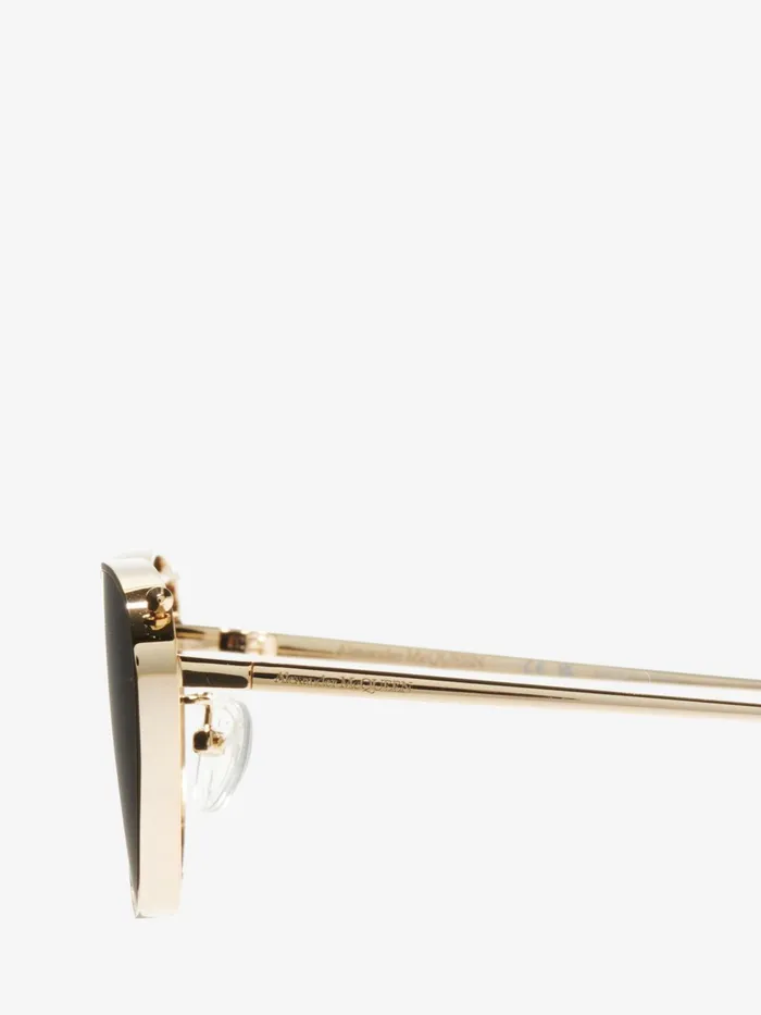 Women Sunglasses Alexander McQueen Front Piercing CatEye Sunglasses Light Goldsmoke