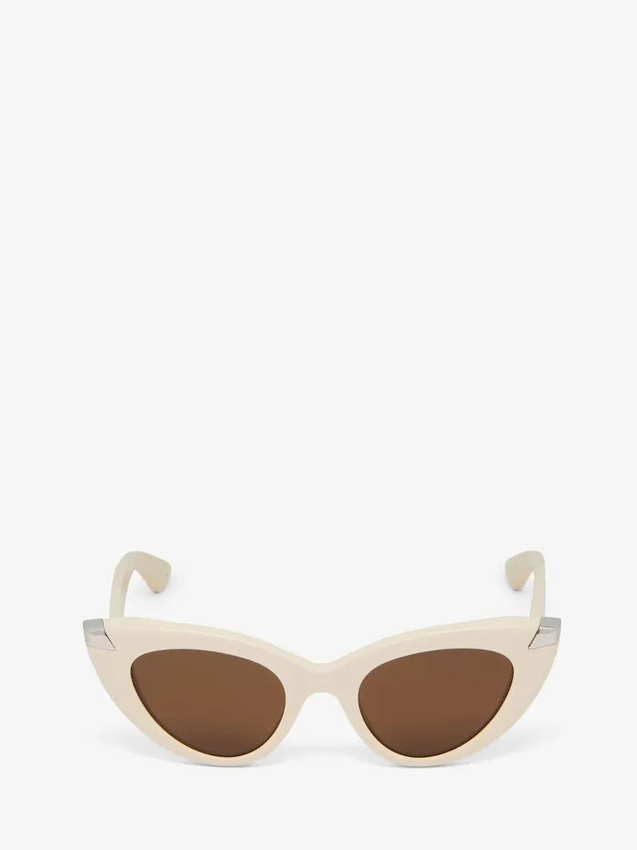 Women Sunglasses Alexander McQueen Punk Rivet CatEye Sunglasses Ivory