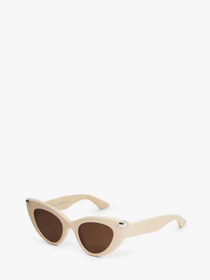 Women Sunglasses Alexander McQueen Punk Rivet CatEye Sunglasses Ivory