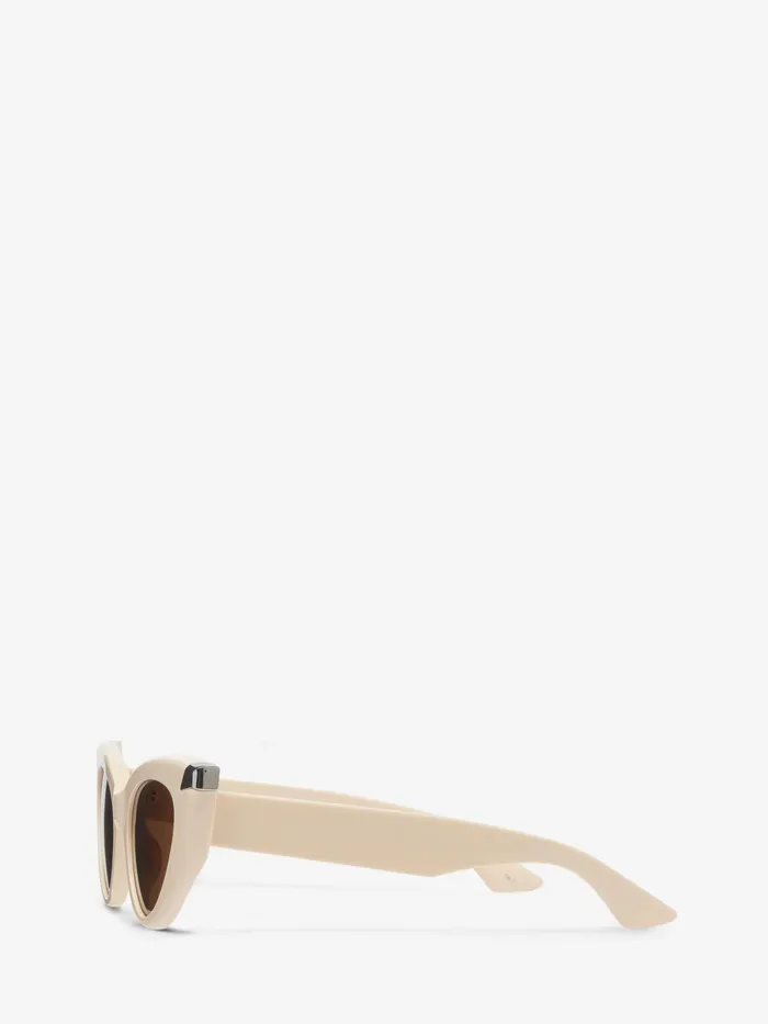 Women Sunglasses Alexander McQueen Punk Rivet CatEye Sunglasses Ivory