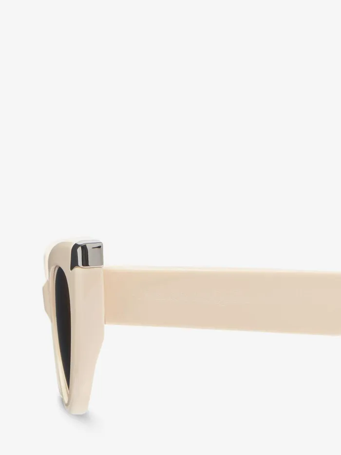 Women Sunglasses Alexander McQueen Punk Rivet CatEye Sunglasses Ivory