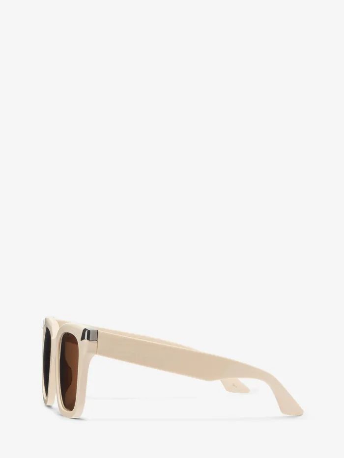 Women Sunglasses Alexander McQueen Punk Rivet Oversize Sunglasses Ivory